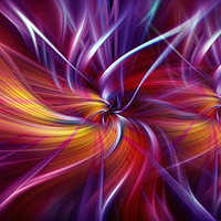 Buy canvas prints of Dynamic crimson purple orange abstract. Concept Two Souls by Jenny Rainbow