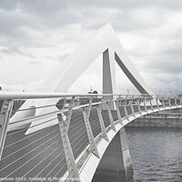 Buy canvas prints of Glasgow Squiggly Bridge -Vintage Collection by Jenny Rainbow