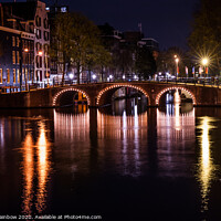 Buy canvas prints of Night Lights on the Amsterdam Canals 1 by Jenny Rainbow