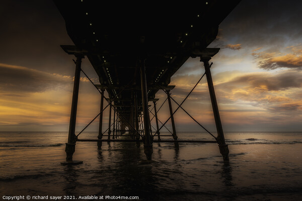 A Winters Evening at Saltburn Pier Picture Board by richard sayer