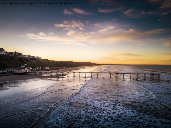 Majestic Saltburn Pier at Sunset Picture Board by richard sayer