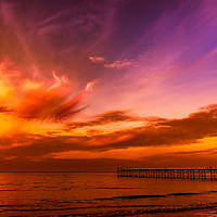 Buy canvas prints of Fiery Sunset Over Saltburn Pier by richard sayer