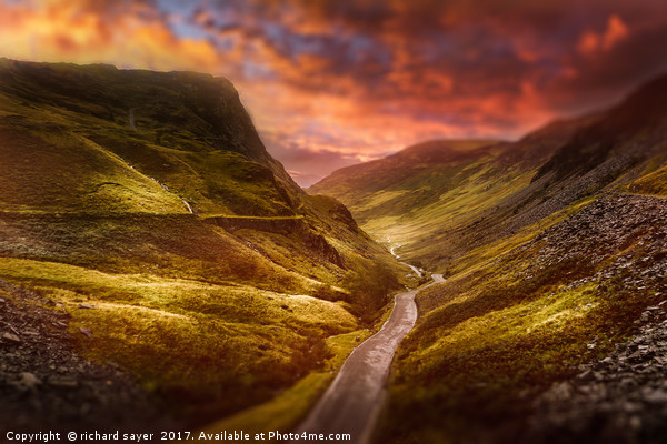 Honister Pass Sundown Picture Board by richard sayer