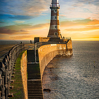Buy canvas prints of Sunset Fishing at Roker Lighthouse by richard sayer