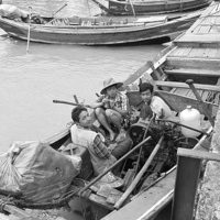 Buy canvas prints of  Waiting on the Yangon River by Mark McDermott