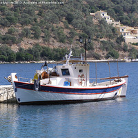 Buy canvas prints of Greek fishing boat by Lee Mullins