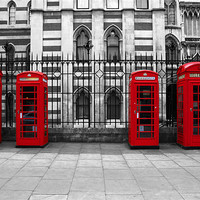 Buy canvas prints of Classic Red Telephone Kiosks by David Tachauer
