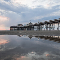 Buy canvas prints of Pink sky sunset on the beach at Blackpool at North by Gary Kenyon