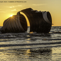 Buy canvas prints of Marys Shell At Sunset with a golden sky by Gary Kenyon