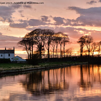 Buy canvas prints of Sunset over the Lancaster Canal  by Gary Kenyon