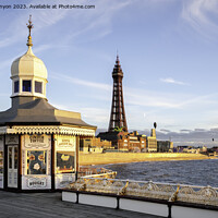 Buy canvas prints of Golden Light on Blackpool's promenade by Gary Kenyon