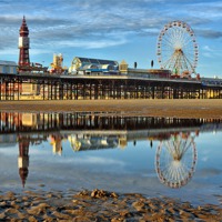 Buy canvas prints of Blackpool Tower and Big Wheel by Gary Kenyon