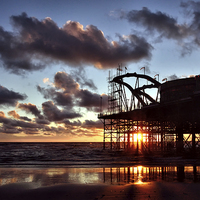 Buy canvas prints of Sunset At South Pier by Gary Kenyon