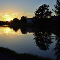 Buy canvas prints of Sunset over the Lancaster Canal by Gary Kenyon