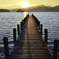 Buy canvas prints of Sunset Jetty Coniston by Gary Kenyon
