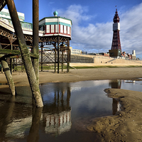 Buy canvas prints of Blackpool Tower From Under North Pier by Gary Kenyon