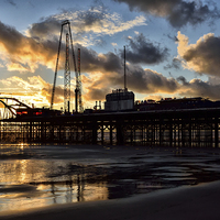 Buy canvas prints of Sunset Sky At South Pier - Blackpool by Gary Kenyon