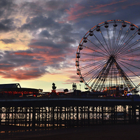 Buy canvas prints of Sunset Wheel Central Pier  Blackpool by Gary Kenyon