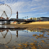 Buy canvas prints of Blackpool Beach Reflections by Gary Kenyon