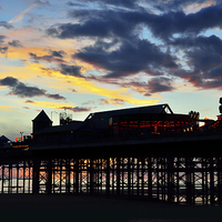 Buy canvas prints of Sunset Sky Above Central Pier Blackpool by Gary Kenyon