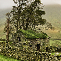 Buy canvas prints of  Hartsop stone wall and outbuilding by Gary Kenyon