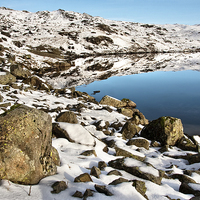 Buy canvas prints of  Snowy Stickle Tarn by Gary Kenyon