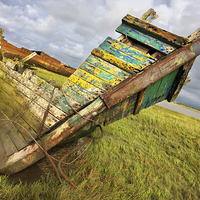 Buy canvas prints of  Leaning Wreck On The Banks River Wyre by Gary Kenyon