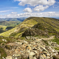 Buy canvas prints of  Views Of Wetherlam On Route Up Coniston Old Man by Gary Kenyon