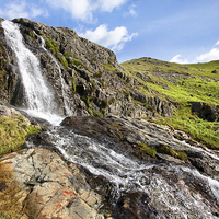 Buy canvas prints of Waterfall On Route To Coniston Old Man by Gary Kenyon