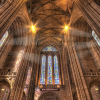 Buy canvas prints of  Light shines in the Liverpool Cathedral by Gary Kenyon