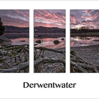 Buy canvas prints of  Derwentwater Sunrise Triptych by Gary Kenyon