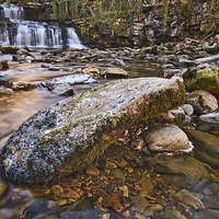 Buy canvas prints of  Cotter Force Waterfall Yorkshire by Gary Kenyon