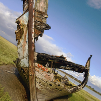 Buy canvas prints of  Wooden Boat Wreck by Gary Kenyon