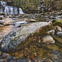 Buy canvas prints of  Cotter Force Waterfall Yorkshire by Gary Kenyon