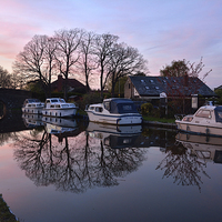 Buy canvas prints of Evening Sunset Reflections - Lancaster Canal by Gary Kenyon