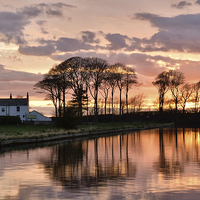 Buy canvas prints of  Pink Skies Over The Lancaster Canal - Condor Gree by Gary Kenyon
