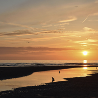 Buy canvas prints of Last Light on Blackpool Beach After A Lovely Sunse by Gary Kenyon
