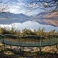 Buy canvas prints of  Seat with a view of Derwentwater by Gary Kenyon