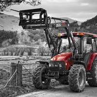 Buy canvas prints of  Red Tractor Selective Colouring by Gary Kenyon