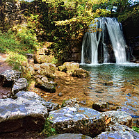 Buy canvas prints of Janet's Foss Waterfall near Malham by Gary Kenyon
