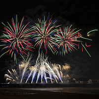 Buy canvas prints of Coloured Fireworks Blackpool by Gary Kenyon