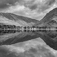 Buy canvas prints of Moody Sky Over Lake Buttermere by Gary Kenyon