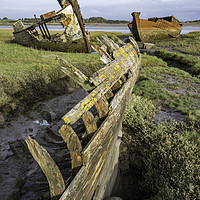 Buy canvas prints of River Wyre Abandoned Boats by Gary Kenyon