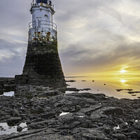 Buy canvas prints of Sunset Plover Scar Lighthouse  by Gary Kenyon