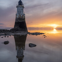 Buy canvas prints of Plover Scar Sunset Lighthouse  by Gary Kenyon