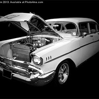 Buy canvas prints of 1957 Chevrolet in mono by Thanet Photos