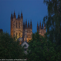 Buy canvas prints of Canterbury Cathedral at night by Thanet Photos