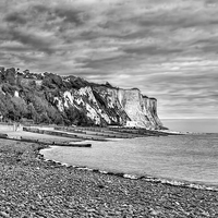 Buy canvas prints of St Margarets Bay in mono by Thanet Photos