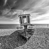 Buy canvas prints of Fishing boat in mono by Thanet Photos
