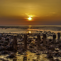 Buy canvas prints of Sunset on the rocks by Thanet Photos